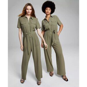 And Now This Army Green Belted Short-Sleeve Cargo Jumpsuit Small 41787